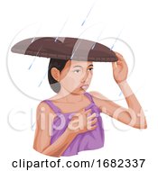 Poster, Art Print Of Woman Protecting Herself From Rain