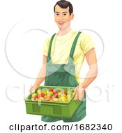 Poster, Art Print Of Farmer With Fresh Vegetables