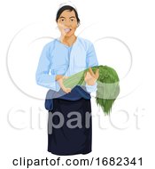 Poster, Art Print Of Woman Holding Fresh Vegetable