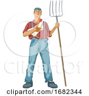 Poster, Art Print Of Man With Hen And Shovel
