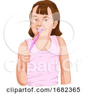 Poster, Art Print Of Girl Brushing Teeth