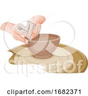 Poster, Art Print Of Hands Making Pottery