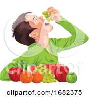 Poster, Art Print Of Young Boy Eating Fruit
