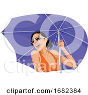 Happy Woman Holding An Umbrella