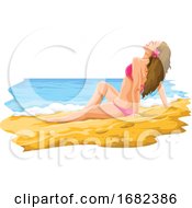 Poster, Art Print Of Sexy Young Woman Sunbathing In The Beach