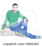 Stylish Man Sitting On Steps