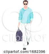 Poster, Art Print Of Stylish Man Carrying Bag