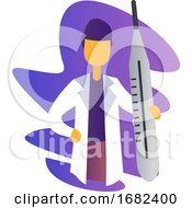 Poster, Art Print Of Simple Occupation Illustration Of A Doctor In Front Of Purple Shape