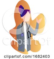 Poster, Art Print Of Modern Icon Illustration Of A Female Doctor In Grey Coat