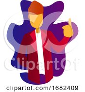 Poster, Art Print Of Character Illustration Of A Doctor In Red Coat Pointing Finger Up