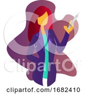 Poster, Art Print Of Female Doctor With An Injection Modern Character Illustration