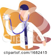 Poster, Art Print Of Male Doctor Holding Stetoscope Character Illustration