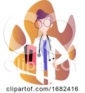 Poster, Art Print Of Female Doctor With Round Glasses Minimalistic Occupation Illustration