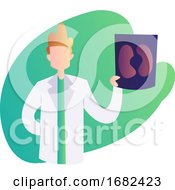 Poster, Art Print Of Male Doctor Holding A Scan Minimalistic Character Illustration