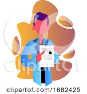 Poster, Art Print Of Male Doctor Showing Medical Diploma Occupation Illustration