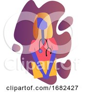 Poster, Art Print Of Colorful Illustration Of A Blonde Nurse Holding A Medical Record