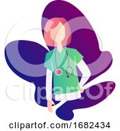 Poster, Art Print Of Illustration With Many Colors Of A Medical Nurse