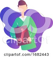 Poster, Art Print Of Colorful Occupation Illustration Of A Ward Boy Holding A Bone Scan