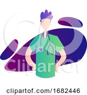 Poster, Art Print Of Colorful Of A Ward Boy In Green Medical Suit