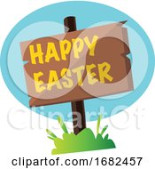 Happy Easter Sign In The Grass Illustration Web