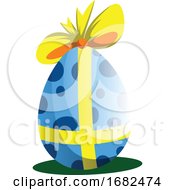 Blue Easter Egg Decorated With A Bow Illustration Web by Morphart Creations
