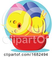 Easter Yellow Chick Sleeping Illustrated Web On White Background by Morphart Creations