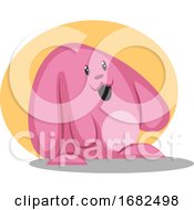 Poster, Art Print Of Sweet Pink Easter Bunny With Big Ears Illustration Web On White Background