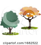 Poster, Art Print Of Two Autumn Tree Illustration