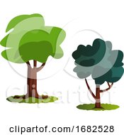 Poster, Art Print Of Webcouple Of Green Trees Illustration
