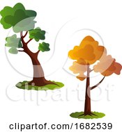 Poster, Art Print Of Two Autumn Tree Illustration
