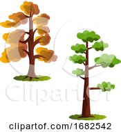 Two Autumn Tree Illustration