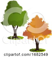 Two Autumn Tree Illustration by Morphart Creations