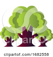 Poster, Art Print Of Three Trees Simple Illustration On A White Background