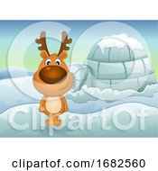 Reindeer In Winter Illustration