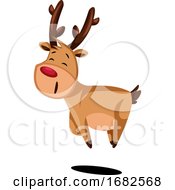 Poster, Art Print Of Joyful Christmas Deer Jumping Around