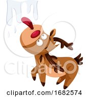 Poster, Art Print Of Christmas Deer Licking An Ice