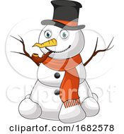 Poster, Art Print Of Snowman With Pipe