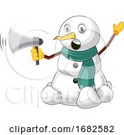 Poster, Art Print Of Snowman With Megaphone
