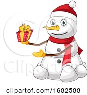 Poster, Art Print Of Snowman With Present