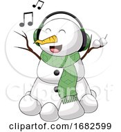 Poster, Art Print Of Snowman With Headphones