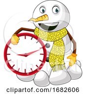 Poster, Art Print Of Snowman With Clock
