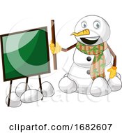 Poster, Art Print Of Snowman With Blackboard