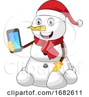 Poster, Art Print Of Snowman With Phone
