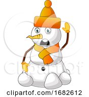 Poster, Art Print Of Snowman With Orange Hat