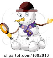 Poster, Art Print Of Snowman With Magnifying Glass