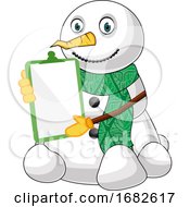 Poster, Art Print Of Snowman With Memo Pad