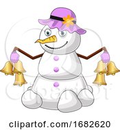 Poster, Art Print Of Snowman With Bells