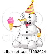 Poster, Art Print Of Snowman With Ice Cream