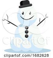 Poster, Art Print Of Happy Snowman With Black Hat