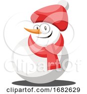 Poster, Art Print Of Snowman With Red Hat And Scarf